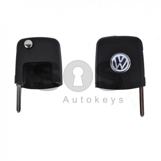 Key Shell (Front Part - Flip) for VW Blade signature: HU66 / (Square) / (With Logo)