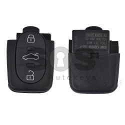 Key Shell (Back Part - Flip) for VAG Buttons:3+1 Panic / Blade signature: HU66 / Battery: 2032 / Part No: 50W1J0959753F / (Round)
