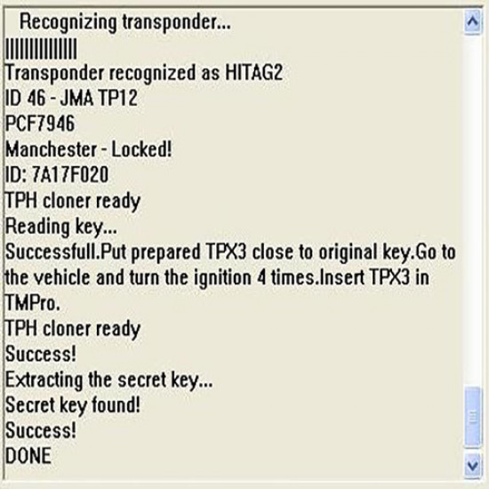 MODULE 145 Key copier for Philips Crypto 2 (HITAG2,ID46,TP12) keys onto JMA TPX3/4 transponders